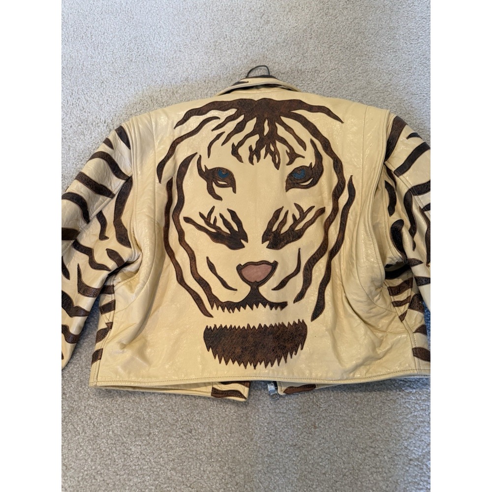 Vintage Bolufe Leather Ware Tiger Motorcycle Jacket Biker LSU Clemson Geaux Moto